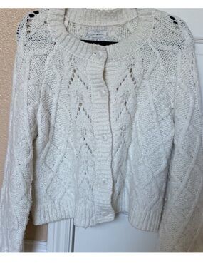 Lucky Brand White Cable Knit Cardigan